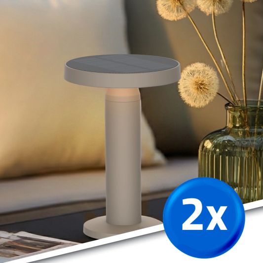 Solar tafellamp Vivro - Zandkleur - Voordeelset van 2