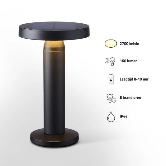 Solar tafellamp Vivro - Zwart - Voordeelset van 2