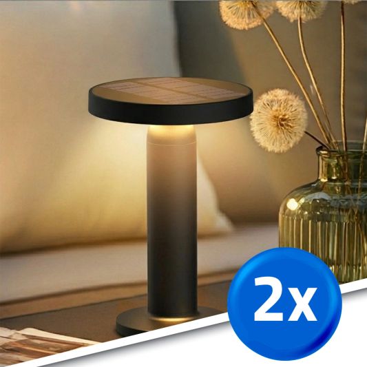 Solar tafellamp Vivro - Zwart - Voordeelset van 2