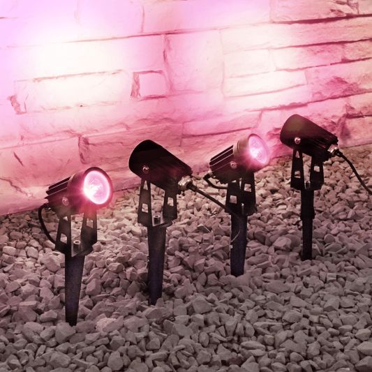 Solar tuinspots Double Twins met 4 slimme RGB spots en los zonnepaneel - Bedienen via de Smart Life app