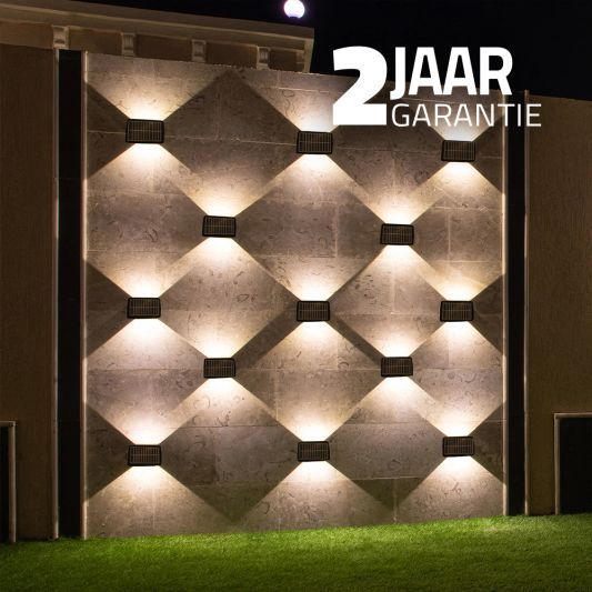 Solar up down wandlamp Njord met warm wit licht - Voordeelset van 2