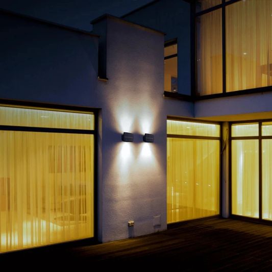 Solar up down wandlamp Njord met warm wit licht - Voordeelset van 2