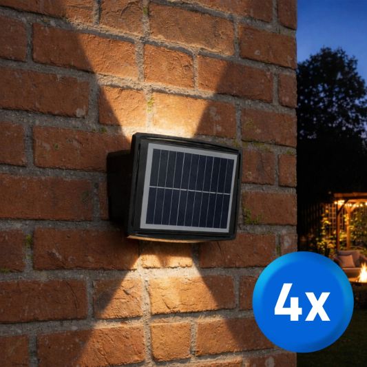 Solar up down wandlamp Njord met warm wit licht - Voordeelset van 4