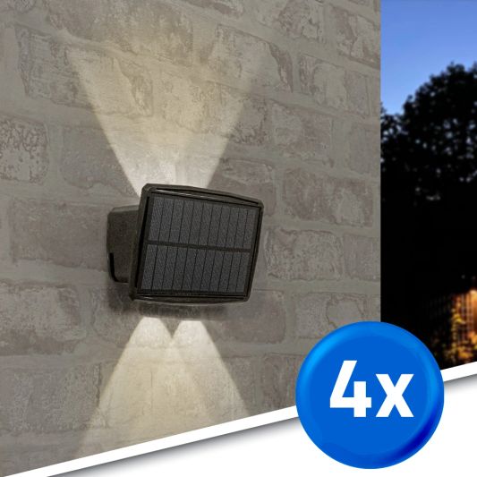 Solar up down wandlamp Njord met warm wit licht - Voordeelset van 4