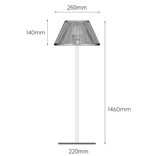 Solar vloerlamp Maris - USB-C oplaadbaar - Rotan-look - Met afstandsbediening