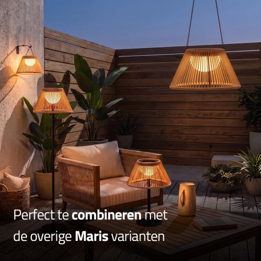 Solar vloerlamp Maris - USB-C oplaadbaar - Rotan-look - Met afstandsbediening