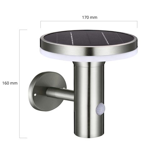 Solar wandlamp Brienz II RVS met sensor