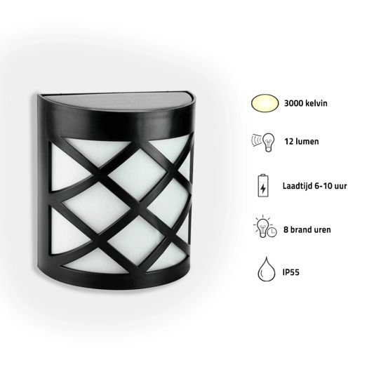 Solar wandlamp China zwart 6 leds warm wit buitenlamp op zonne energie