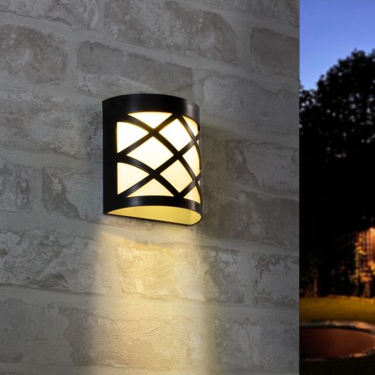 Solar wandlamp China zwart 6 leds warm wit buitenlamp op zonne energie