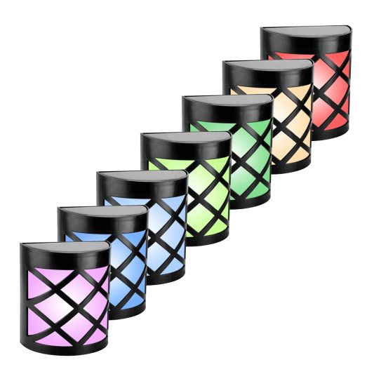 6x Solar wandlamp China RGBW buitenlamp op zonne energie