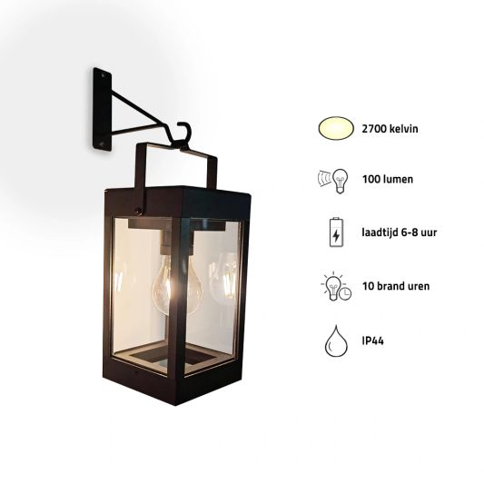 Solar wandlamp Cube op zonne-energie met beugel