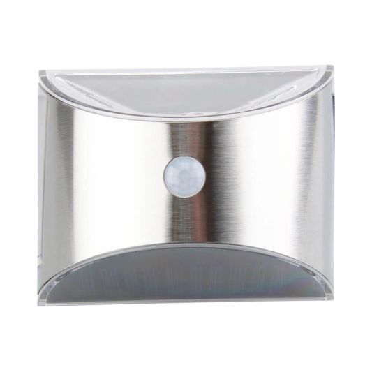 Solar wandlamp Flint RVS met bewegingsmelder op zonne energie koud wit