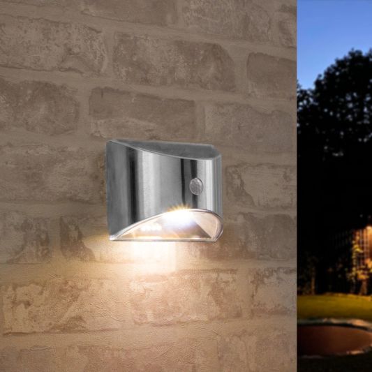 Solar wandlamp Flint RVS met bewegingsmelder op zonne energie