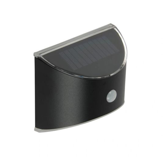 3x Solar wandlamp Flint zwart met bewegingsmelder op zonne energie Warm wit