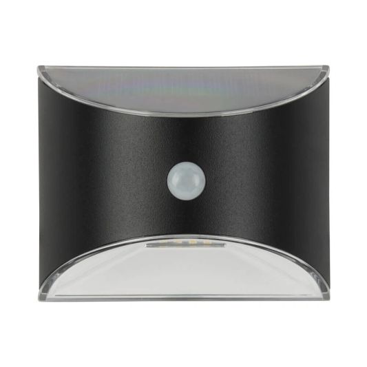 3x Solar wandlamp Flint zwart met bewegingsmelder op zonne energie Warm wit