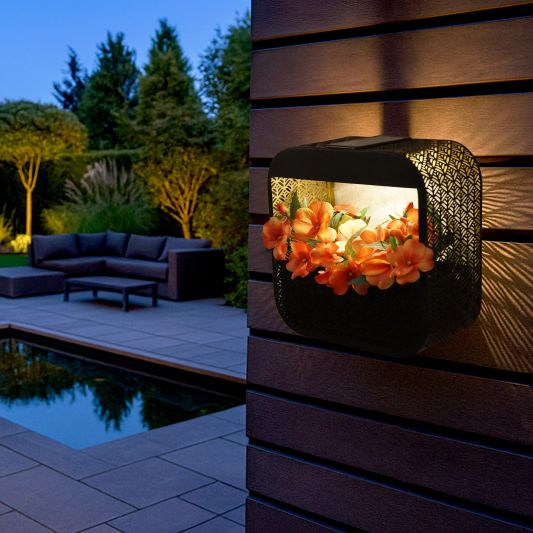 Solar wandlamp Flor - Met plantenbakje - Recht