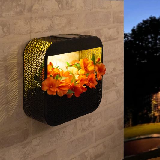 Solar wandlamp Flor - Met plantenbakje - Recht