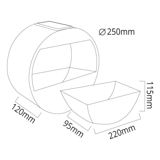 Solar wandlamp Flor - Met plantenbakje - Rond