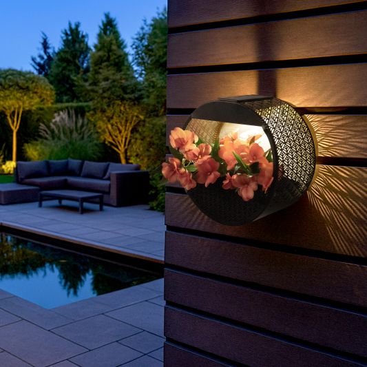 Solar wandlamp Flor - Met plantenbakje - Rond