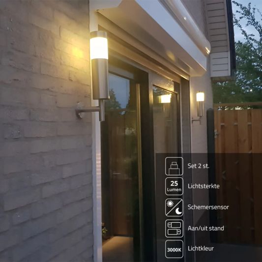 Solar wandlamp Lucifer RVS op zonne energie - Voordeelset 4 stuks