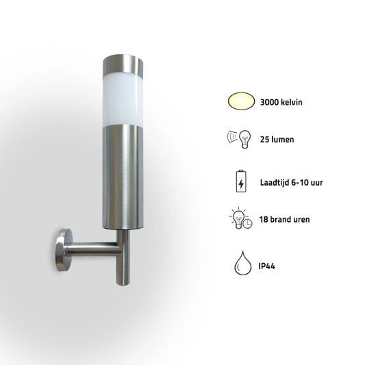 Solar wandlamp Lucifer RVS op zonne energie - Voordeelset 4 stuks