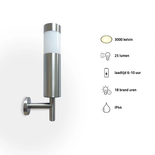 Solar wandlamp Lucifer RVS op zonne energie - Voordeelset 4 stuks