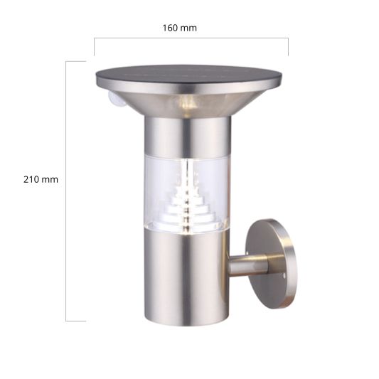 Solar wandlamp Luzern RVS met sensor