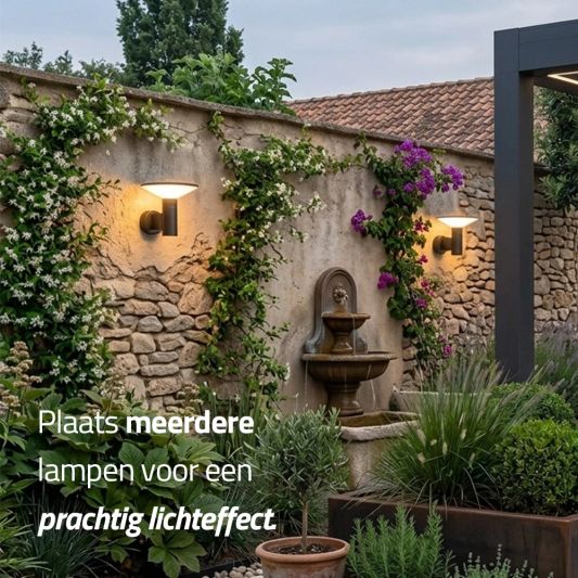 Solar wandlamp Lyon - USB-C oplaadbaar - Met bewegingssensor