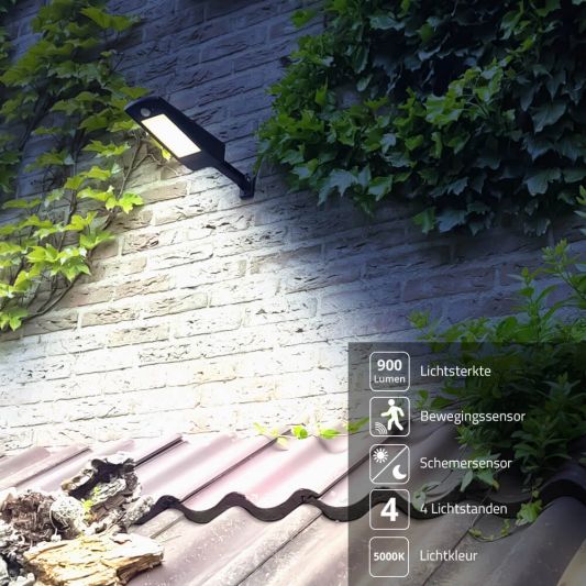 Solar wandlamp Paddle met bewegingssensor in zwart