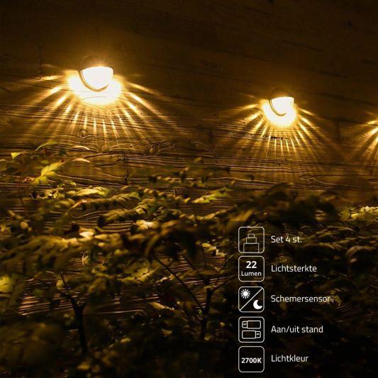 Solar wandlamp Shell op zonne-energie set van 4