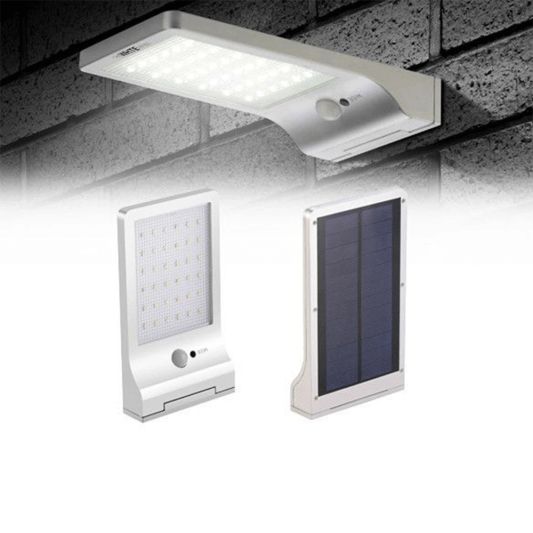 Solar wandlamp Slim met 36 leds en bewegingsmelder Zilver