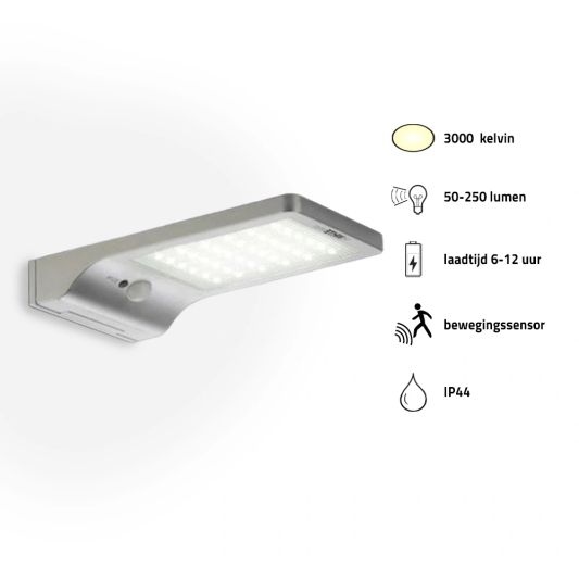 Solar wandlamp Slim met 36 leds en bewegingsmelder Zilver Voordeelset