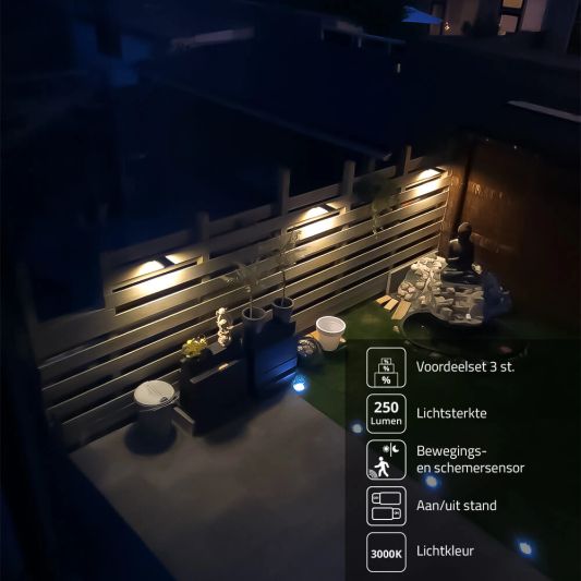 Solar wandlamp Slim met 36 leds en bewegingsmelder Zilver Voordeelset