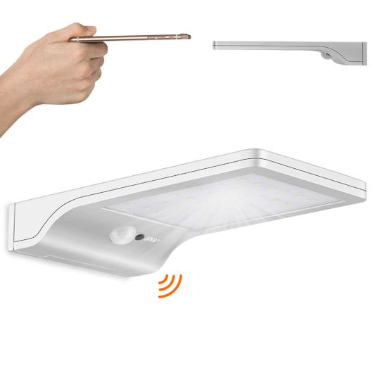 Solar wandlamp Slim met 36 leds en bewegingsmelder Zilver