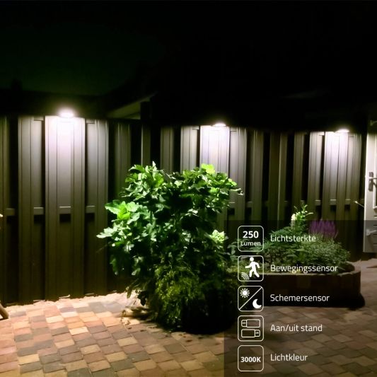 Solar wandlamp Slim met 36 leds en bewegingsmelder Zwart op zonne energie