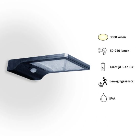Solar wandlamp Slim met 36 leds en bewegingsmelder Zwart op zonne energie voordeelset