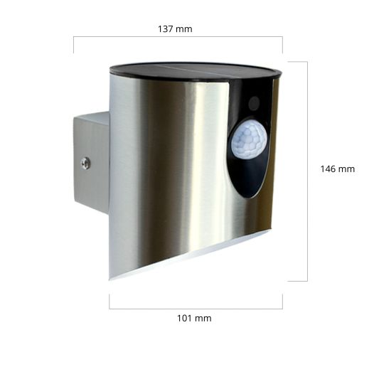 Solar wandlamp Tinn II RVS met bewegingsmelder op zonne energie