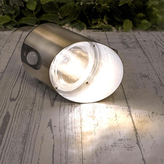 Solar wandlamp Tinn II RVS met bewegingsmelder op zonne energie