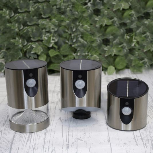 Solar wandlamp Tinn III RVS met bewegingsmelder op zonne energie