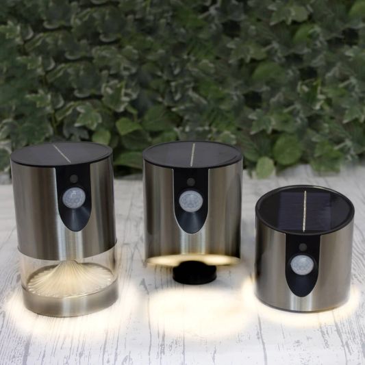 Solar wandlamp Tinn III RVS met bewegingsmelder op zonne energie