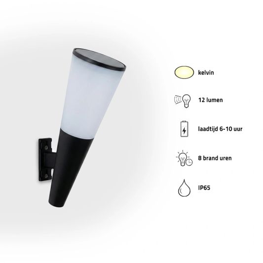 Solar wandlamp Torch met warm en koud wit licht set van 2