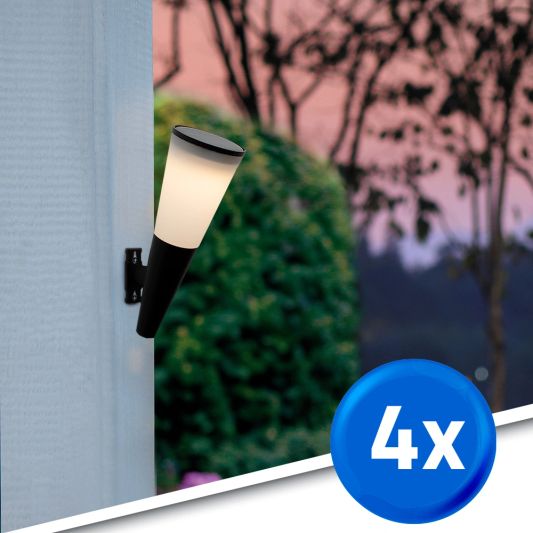 Solar wandlamp Torch met warm en koud wit licht voordeelset van 4