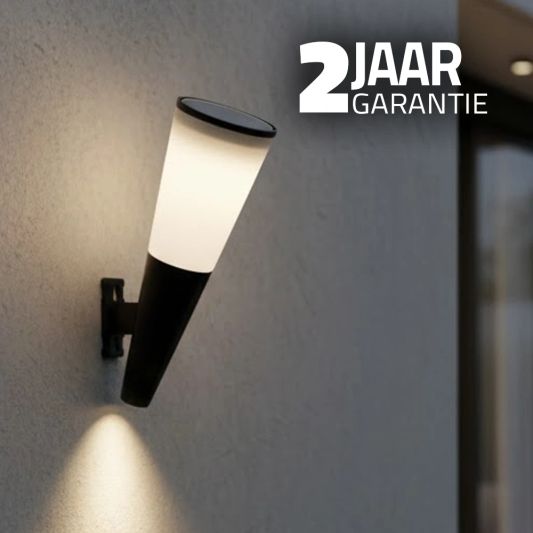 Solar wandlamp Torch met warm en koud wit licht voordeelset van 4