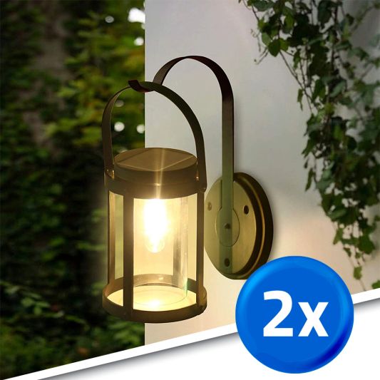 Solar wandlamp Venice met led filament lamp - Voordeelset 2 stuks