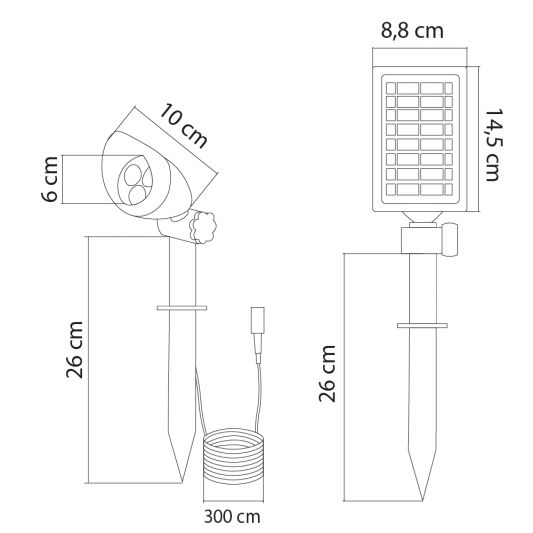 Solar wandspot Heads complete set met twee spots en los solarpaneel