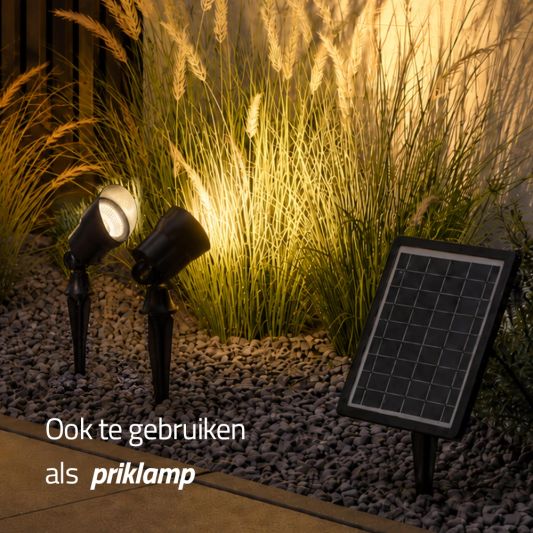 Solar wandspot Heads complete set met twee spots en los solarpaneel