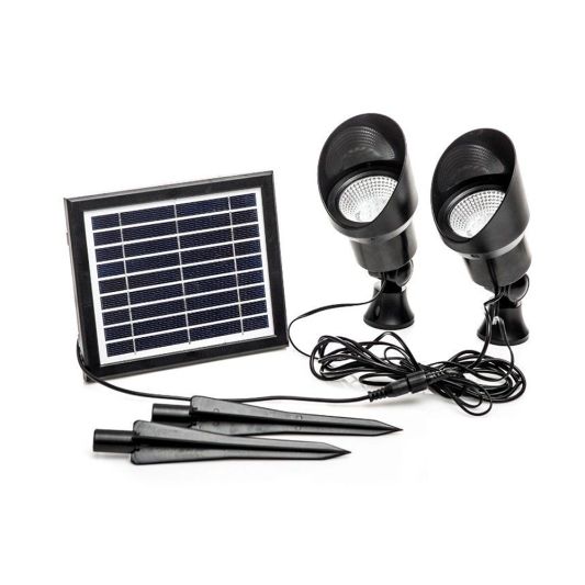 Solar wandspot Heads complete set met twee spots en los solarpaneel
