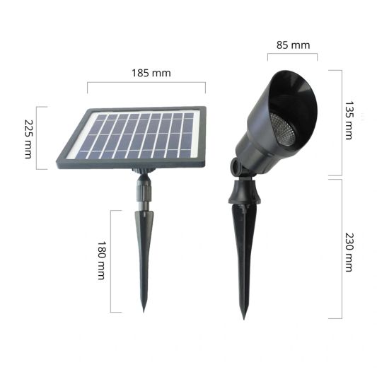 Solar wandspot Heads complete set met twee spots en los solarpaneel