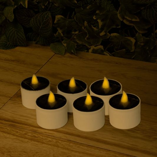 Solar waxinelichtjes led kaarsen 6 stuks
