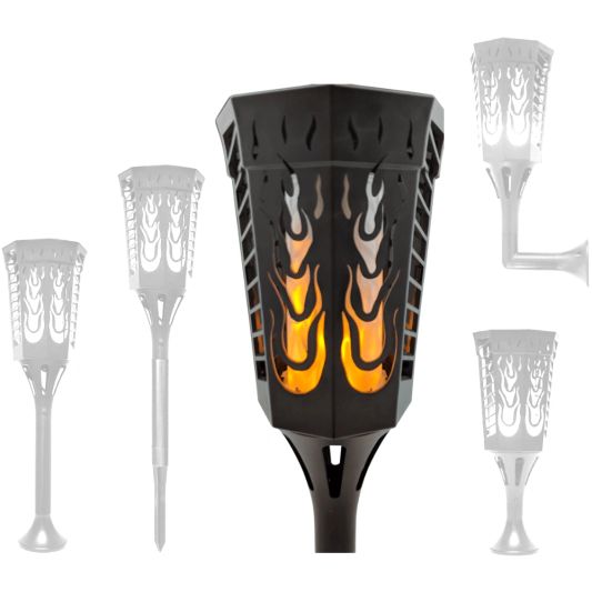 Solarlamp Fakkel 2 zwart met vlameffect en schemersensor